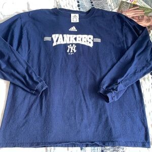 Adidas Yankees Cotton Jersey Long Sleeve T-Shirt - Large